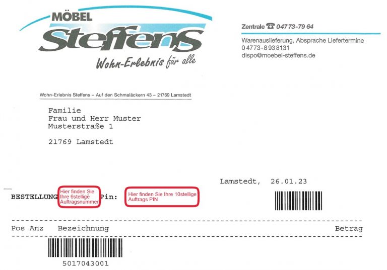 Liefertermin Möbel Steffens